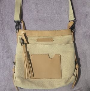 Sherpani Cream and Tan Crossbody Bag